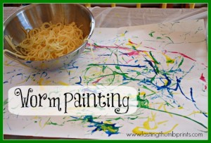 Worm Painting - An Art Sensory Experience with Spaghetti