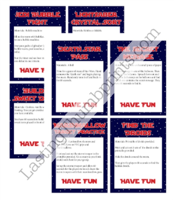 Star Wars Minute to Win It Challenges