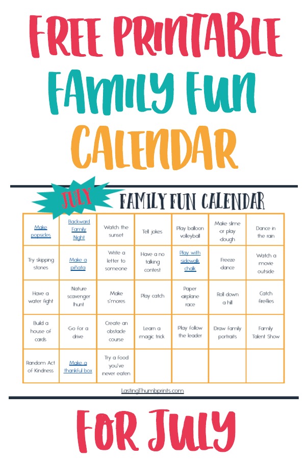 July Family Fun Calendar